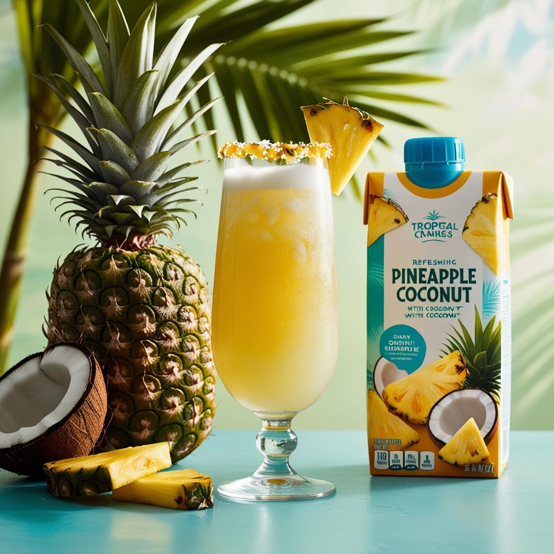 Bebida de coco e abacaxi