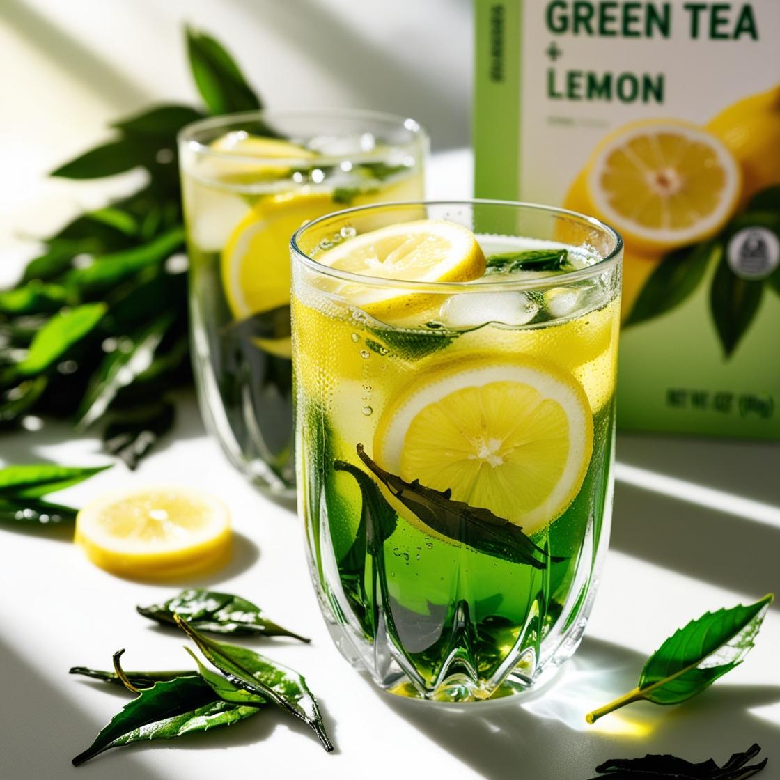 Bebida de chá verde e limão
