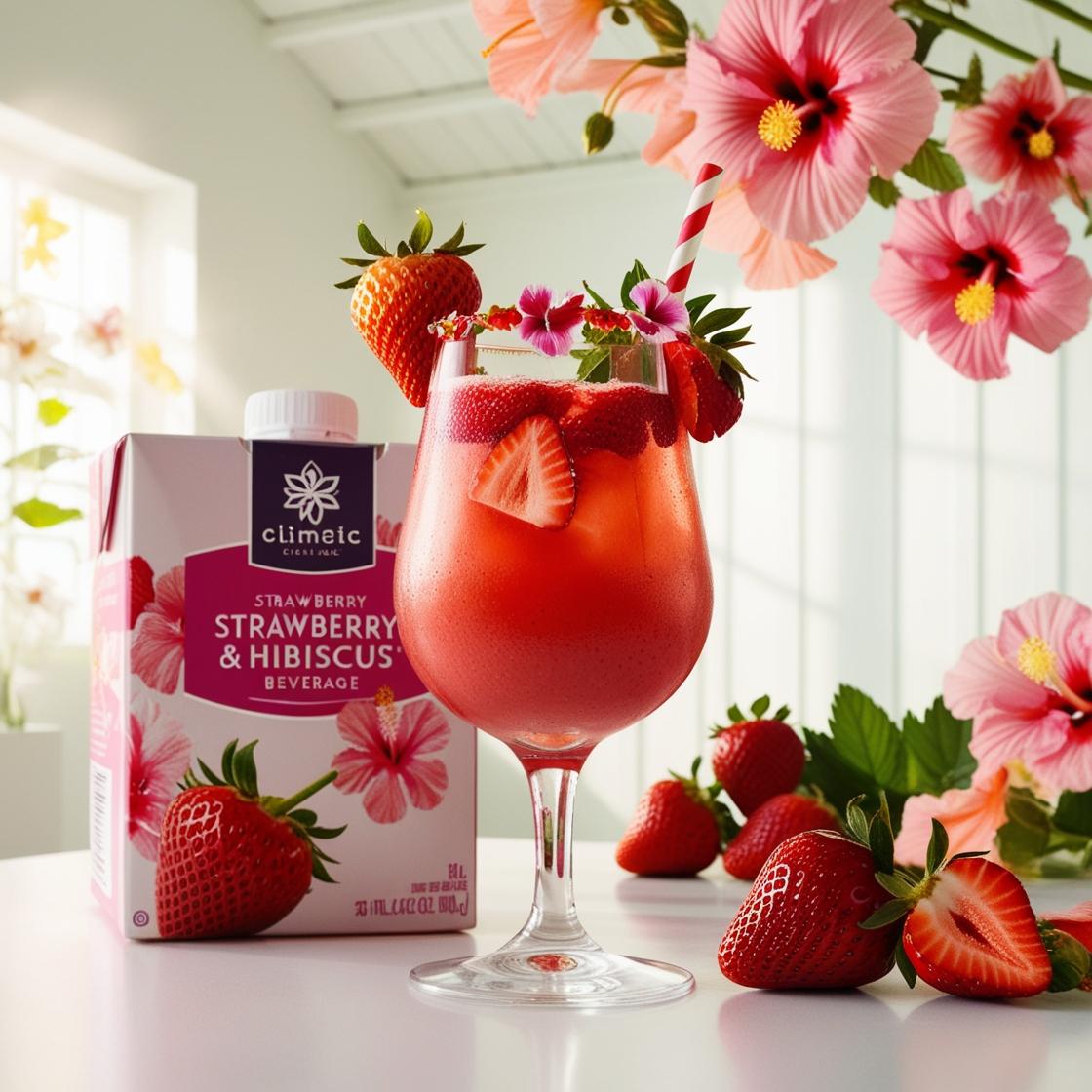 Bebida de morango e hibisco