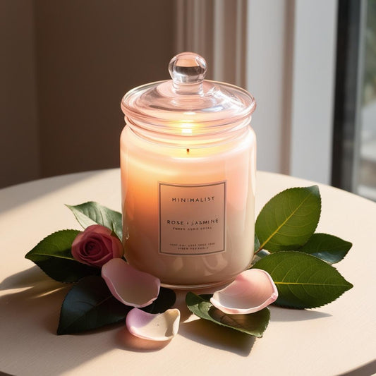Vela aromática de rosa e jasmim