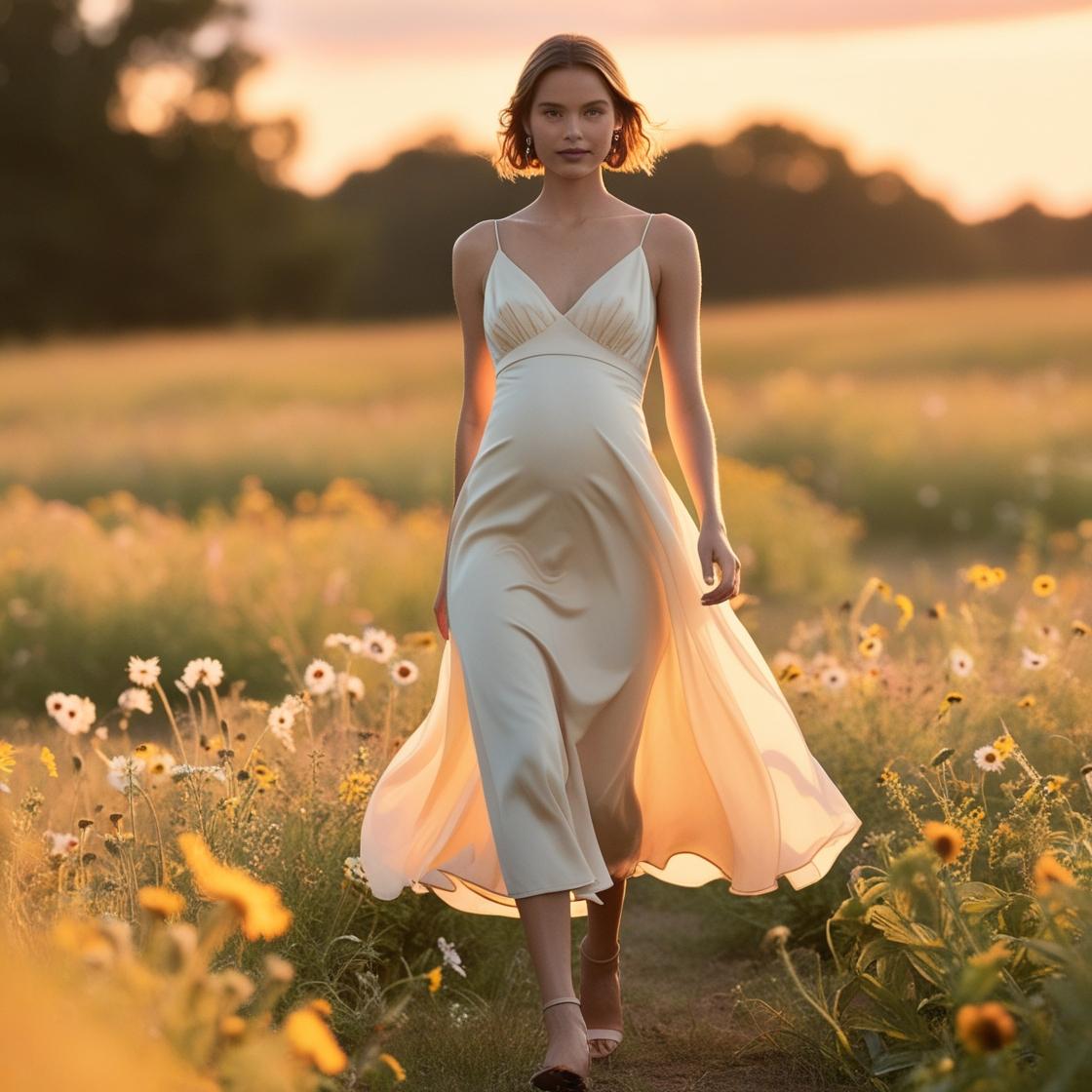 Vestido midi de linho